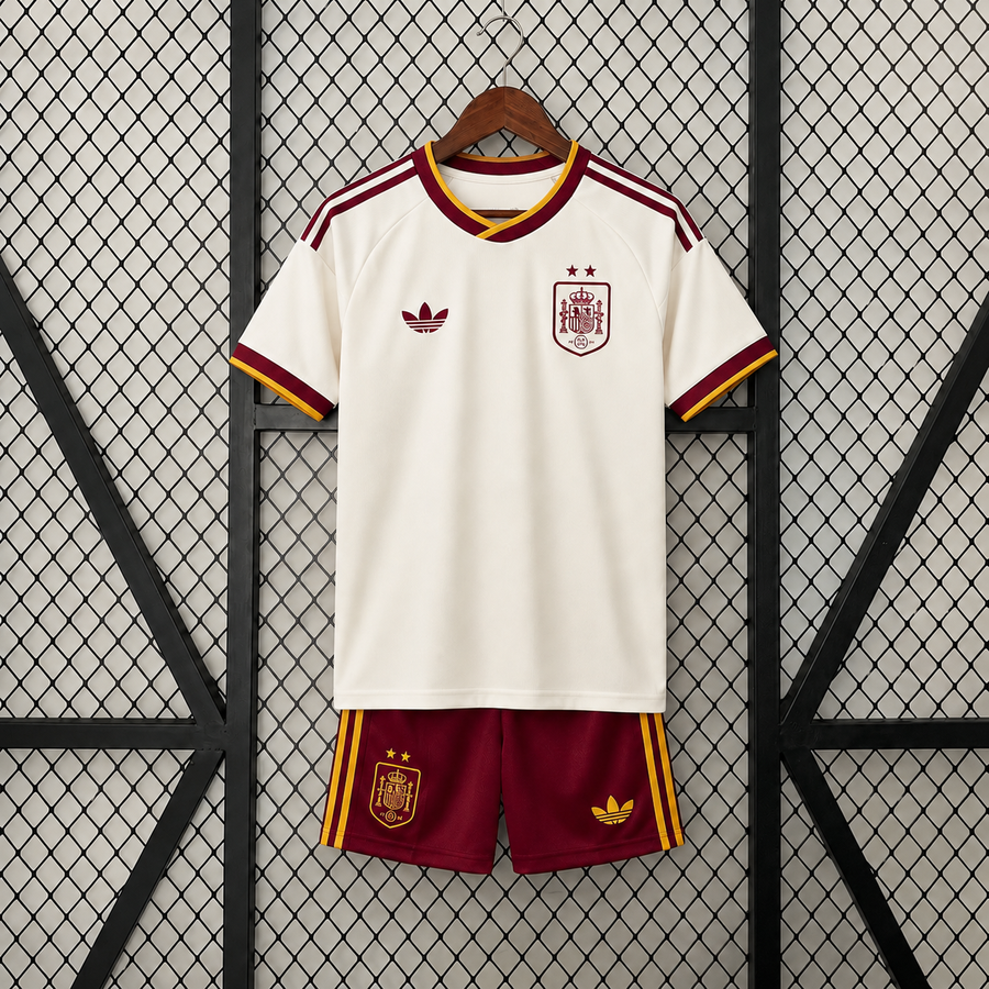 Spain Away World Cup 2026 Kids 2 Star Jersey + Pant Set
